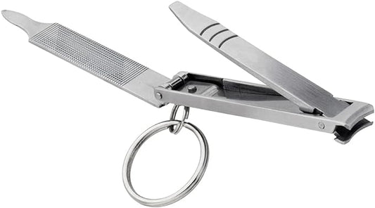 4-in-1 Stainless Steel Personal Care Multi-Tool with Nail Clippers, File (Single Pack)