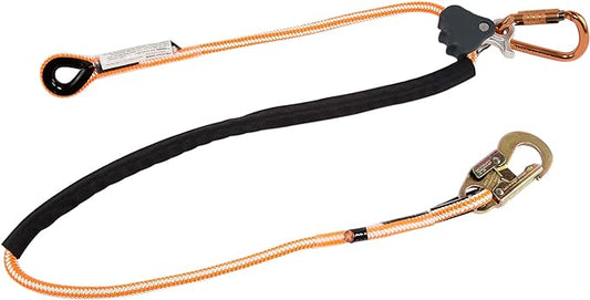 1/2 in x 8 ft Polyester Rope with Steel Snap Hook - Adjustable, High Visibility,Work Positioning and Tree Climbing