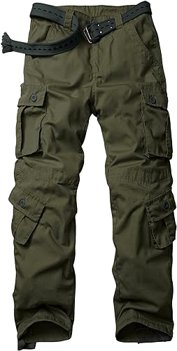 Men's Hiking Pants, Outdoor Ripstop Wild Cargo Pants, Multi-Pocket Army Camo Pants, Lightweight Casual Pants